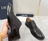 Мужские кожаные туфли Christian Dior черные с глянцевым носком 2025