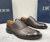 Мужские кожаные туфли Christian Dior коричневые с глянцевым носком 2025