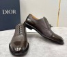Мужские кожаные туфли Christian Dior коричневые с глянцевым носком 2025