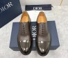 Мужские кожаные туфли Christian Dior коричневые с глянцевым носком 2025