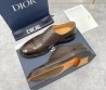 Мужские кожаные туфли Christian Dior коричневые с глянцевым носком 2025