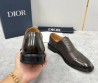 Мужские кожаные туфли Christian Dior коричневые с глянцевым носком 2025