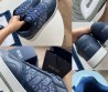 Мужские кожаные кроссовки Christian Dior синие с текстильной вставкой 2025