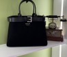 Женская замшевая сумка Prada черная с кожаными элементами 33х23 2025