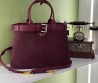 Женская замшевая сумка Prada бордовая с кожаными элементами 33х23 2025