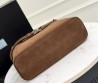 Женская замшевая сумка Prada коричневая с кожаными элементами 33х23 2025