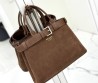Женская замшевая сумка Prada коричневая с кожаными элементами 33х23 2025