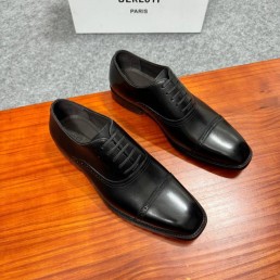 Мужские кожаные туфли Berluti черные с квадратным носом 2025