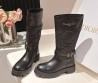 Женские кожаные сапоги Christian Dior черные с нейлоновой вставкой 2025