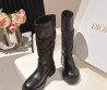 Женские кожаные сапоги Christian Dior черные с нейлоновой вставкой 2025