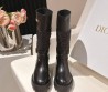 Женские кожаные сапоги Christian Dior черные с нейлоновой вставкой 2025