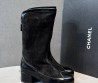 Женские комбинированные сапоги Chanel черные каблук 5 см 2025
