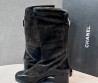 Женские комбинированные сапоги Chanel черные каблук 5 см 2025