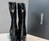 Женские комбинированные сапоги Chanel черные каблук 5 см 2025