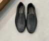 Мужские кожаные лоферы Bottega Veneta черные с эффектом плетения 2025