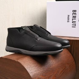 Мужские кожаные ботинки Berluti черные 2025