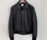 Мужская кожаная куртка Bottega Veneta Intrecciato черная с эффектом плетения 2025