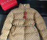 Женский текстильный пуховик Gucci бежевый с логотипами 2025