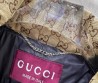 Женский текстильный пуховик Gucci бежевый с логотипами 2025