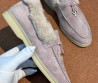 Женские замшевые лоферы Loro Piana на меху сиреневые 2025