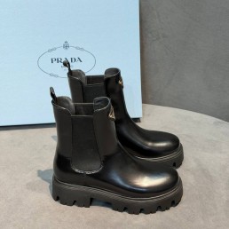 Женские кожаные ботинки челси Prada черные 2025