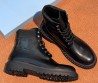 Мужские кожаные ботинки на шнурках Prada черные 2025