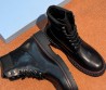 Мужские кожаные ботинки на шнурках Prada черные 2025