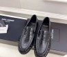Женские кожаные лоферы Saint Laurent черные глянцевые 2025