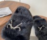 Женские меховые шлепанцы Balenciaga черные с бантом из страз 2025