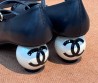 Женские кожаные туфли Chanel черные с круглым каблуком 6 см 2025