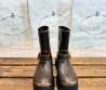Женские кожаные укороченные сапоги Prada коричневые с потертостями 2025