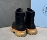 Мужские кожаные ботинки Prada черные со шнурками 2025