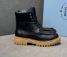 Мужские кожаные ботинки Prada черные со шнурками 2025