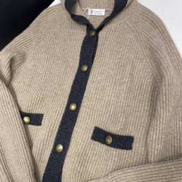 Женский кашемировый кардиган Brunello Cucinelli бежевый с капюшоном 2025