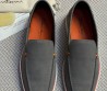 Мужские кожаные лоферы Santoni серые с оранжевым 2025