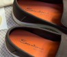 Мужские кожаные лоферы Santoni коричневые с оранжевым 2025