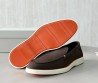 Мужские кожаные лоферы Santoni коричневые с оранжевым 2025