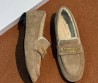 Женские замшевые мокасины Christian Dior Alps бежевые на меху 2025