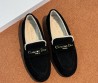 Женские замшевые мокасины Christian Dior Alps черные на меху 2025
