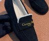 Женские замшевые мокасины Christian Dior Alps черные на меху 2025