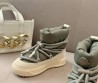 Женские текстильные сапоги дутики Moncler серые 2025