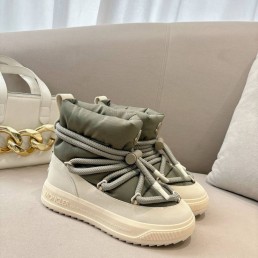 Женские текстильные сапоги дутики Moncler серые 2025