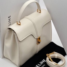 Женская кожаная сумка Celine белая 27х20 см 2025