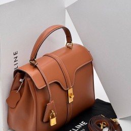 Женская кожаная сумка Celine коричневая 27х20 см 2025