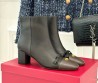 Женские кожаные ботильоны Valentino черные с коричневым носом каблук 5,5 см 2025