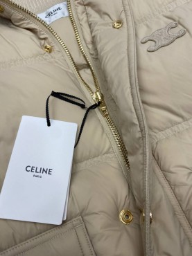 Женский пуховик Celine с логотипом бежевый 2025