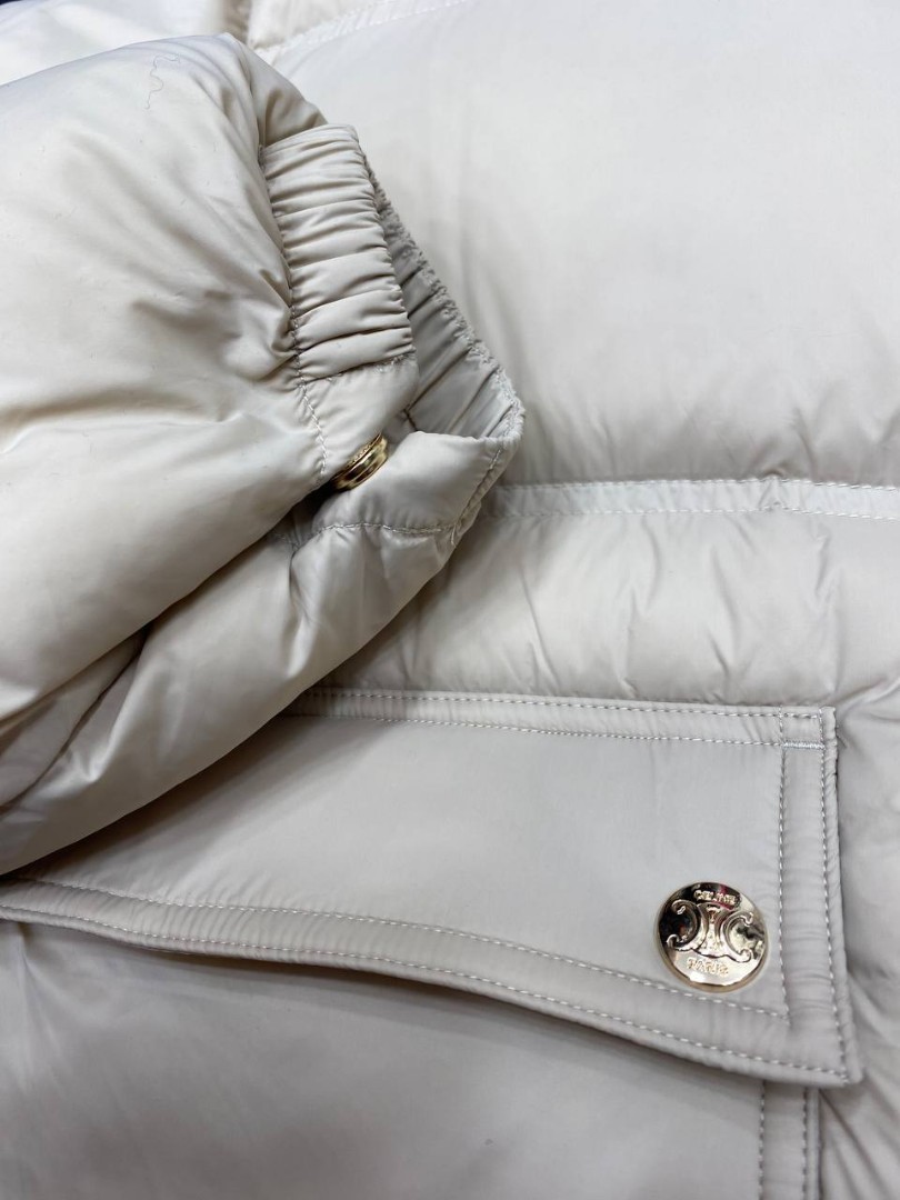 Женский пуховик Celine с логотипом бежевый 2025
