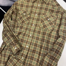 Женская рубашка Miu Miu коричневая в клетку 2025