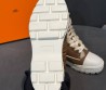 Женские комбинированные ботинки Hermes коричневые с белым на меху 2025
