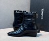 Женские кожаные ботильоны Chanel черные на танкетке 2025